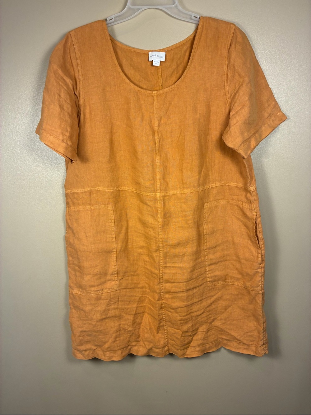 Pure Jill 100% Dyed Linen Garment Short Sleeve Shift Dress